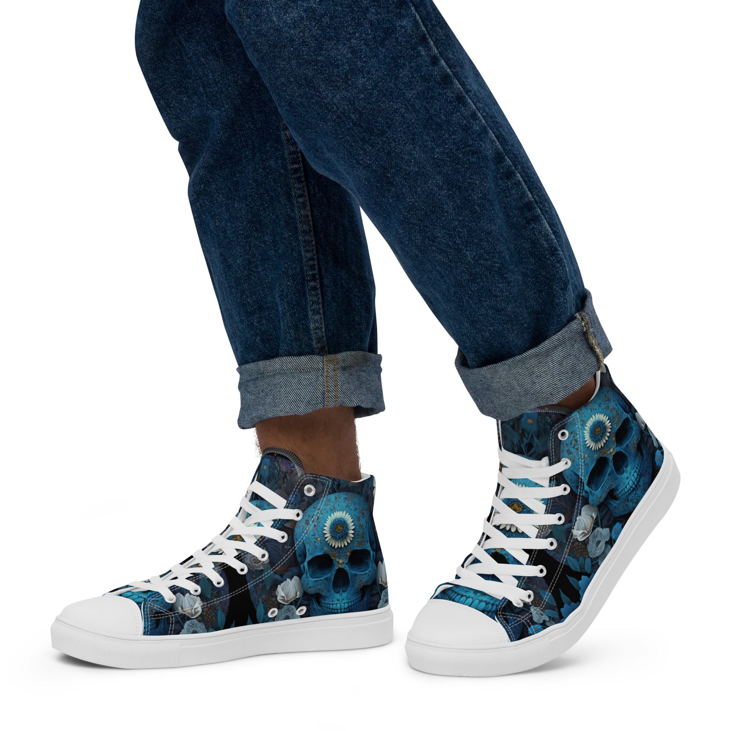 Blue Skull With Flowers (Men)