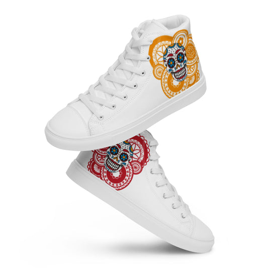 White Calavera Rouge/Orange Mandala (Femmes)